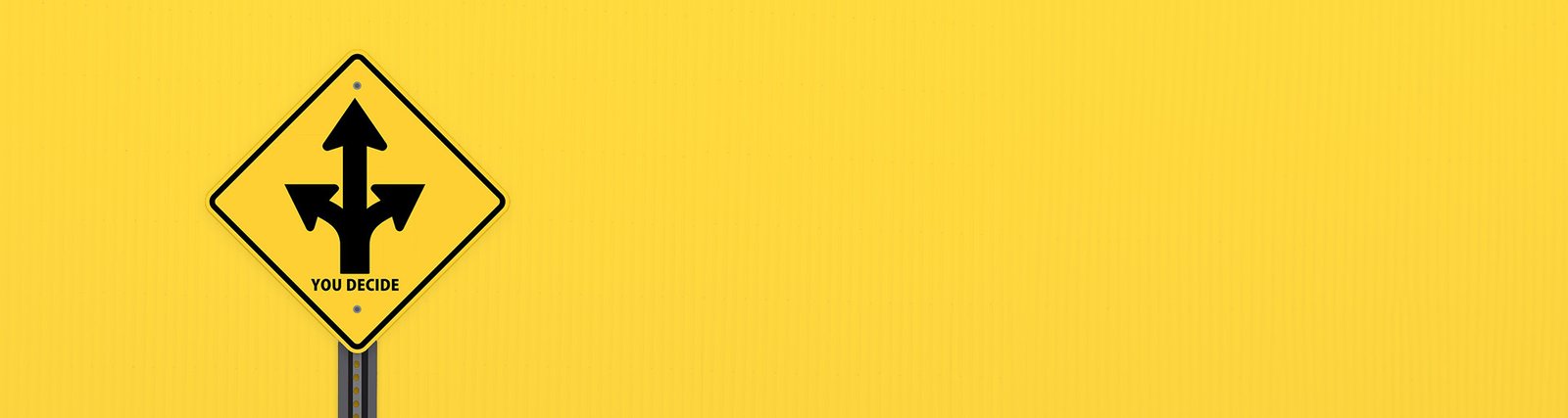 Bannerbild, gelb mit Richtungspfeilen